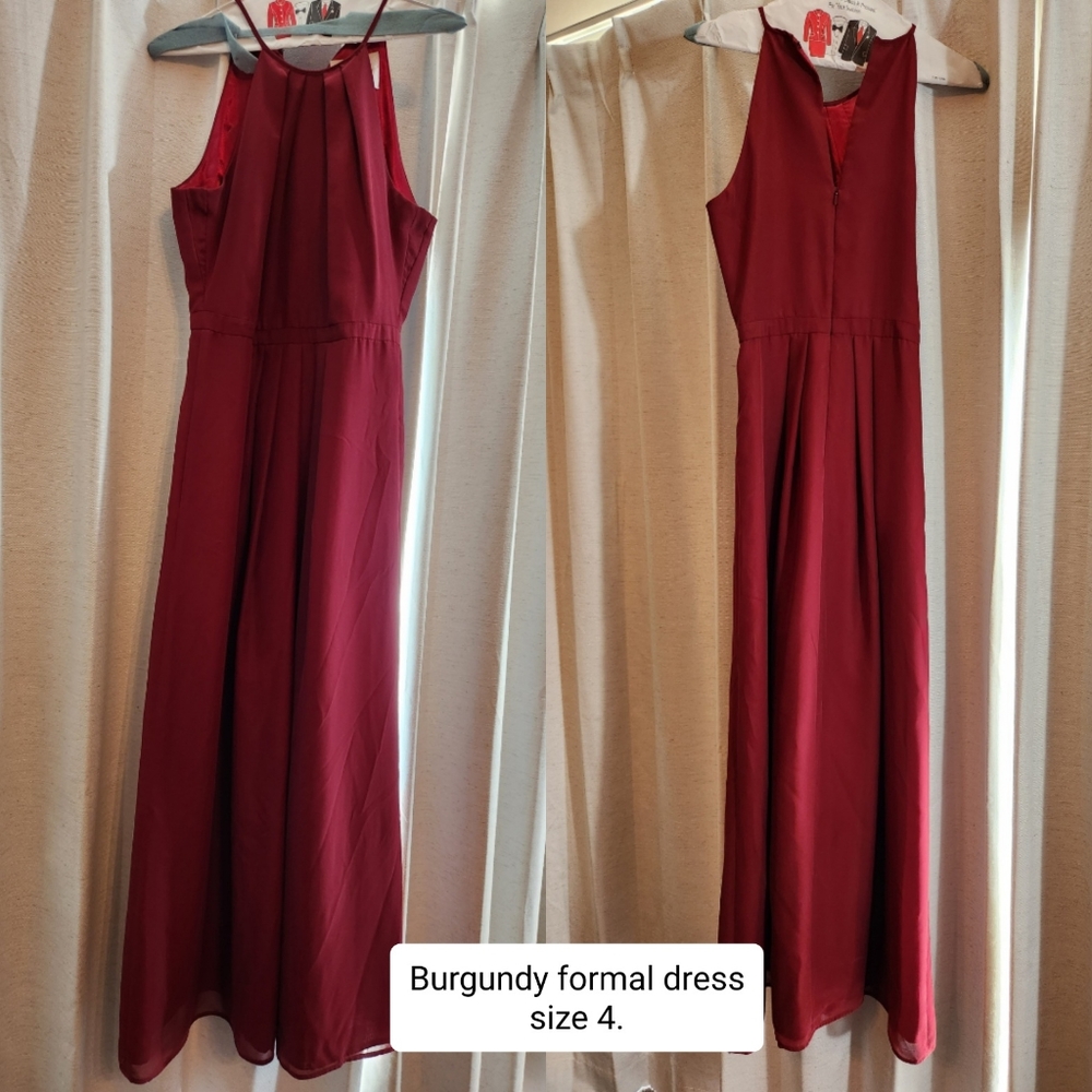 Burgundy formal dress.